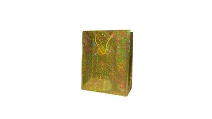 12 .5in x 10in x 5.5in Gold Hologram Shopping Bag 