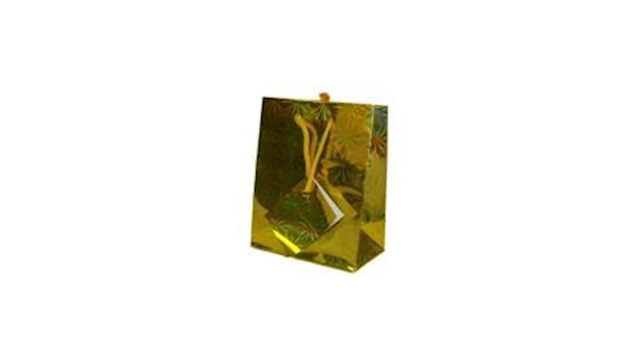 5.5in x 4.5in x 2.5in Gold Hologram Shopping Bag {