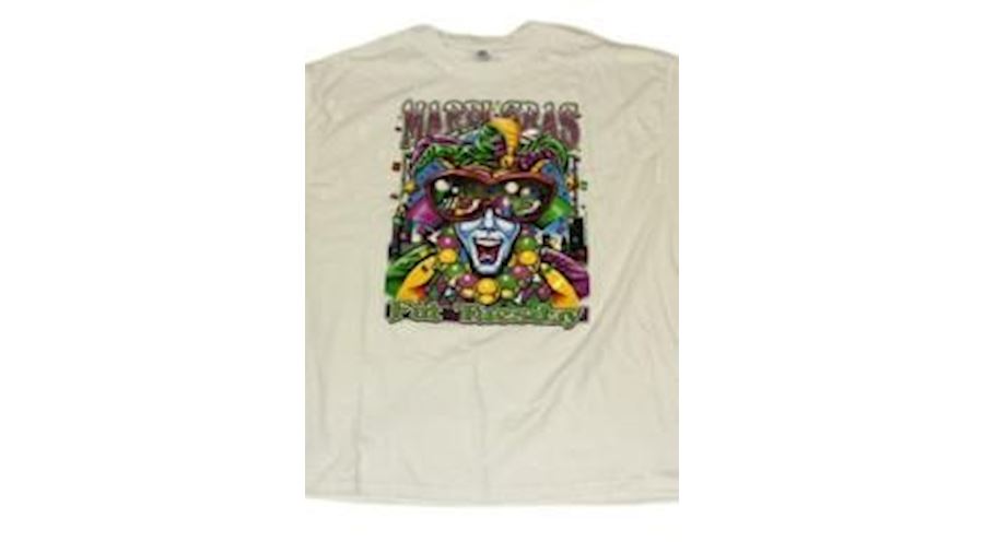 Large Mardi Gras Fat Tuesday White Long Sleeve T-S