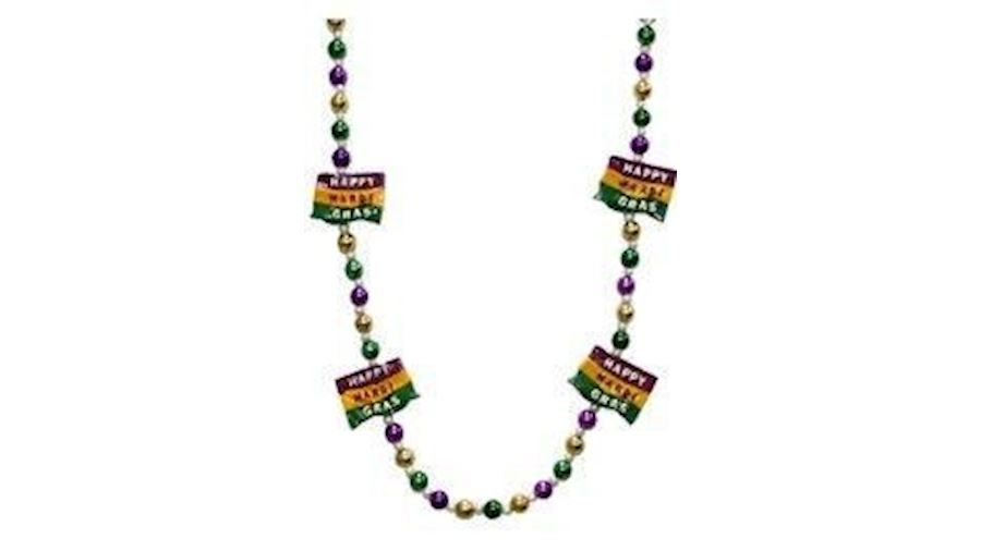 38in 12mm Mardi Gras Flag Necklace-EA