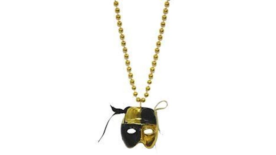 Black and Gold Checkered Mask Necklace{saints}-CS