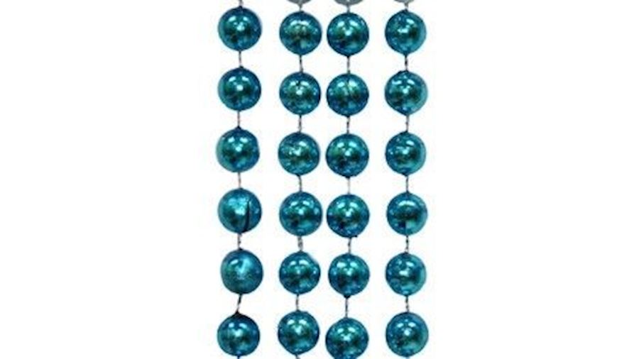 33in 10mm Round Metallic Turquoise Beads{throw}-BG