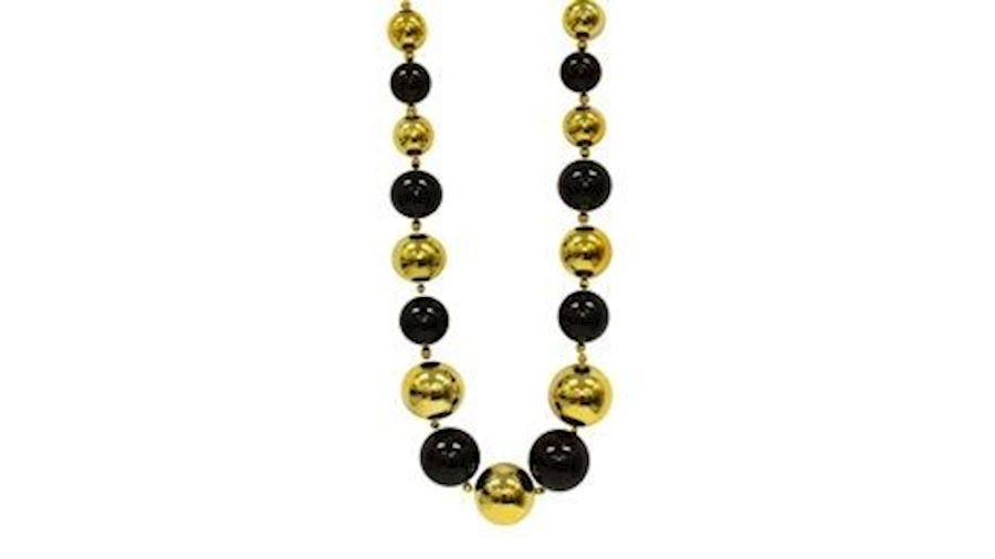 Black and Gold Graduated Ball Necklace-BG