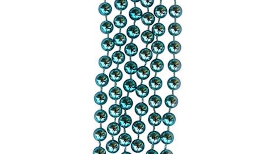 33in 7mm Round Baby Blue Metallic Beads{throw}-BG