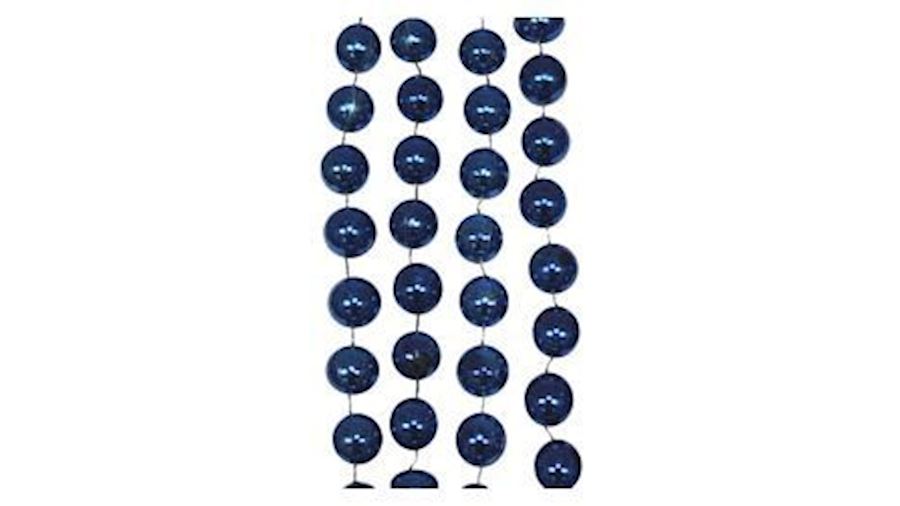 42in 14mm Round Royal Blue Metallic Beads{throw}-C