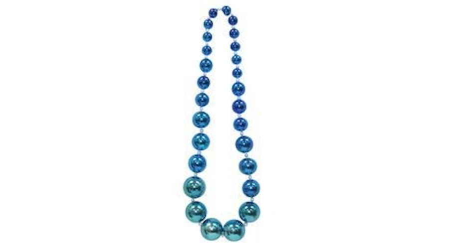 Graduated Blue (Faded) Metallic Round Ball Necklac