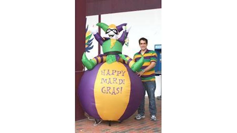 8 ft Tall Mardi Gras Light Up Inflatable Balloon