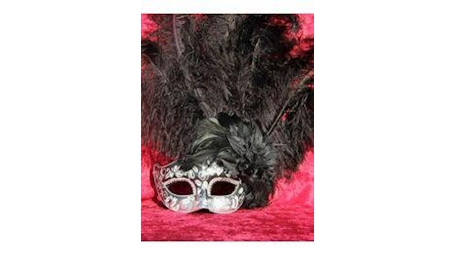 Venetian Masks: Black and Silver Mask with Ostrich