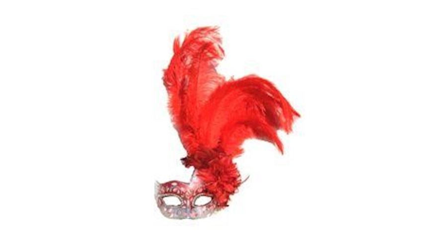 Red and Silver Paper Mache Venetian Masquerade Mas