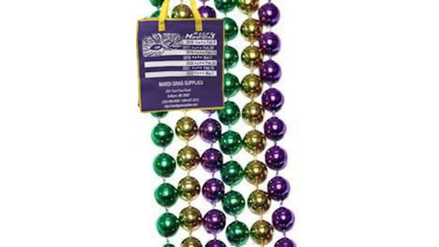 7mm 33in Purple, Green, Gold Metallic Mardi Gras B