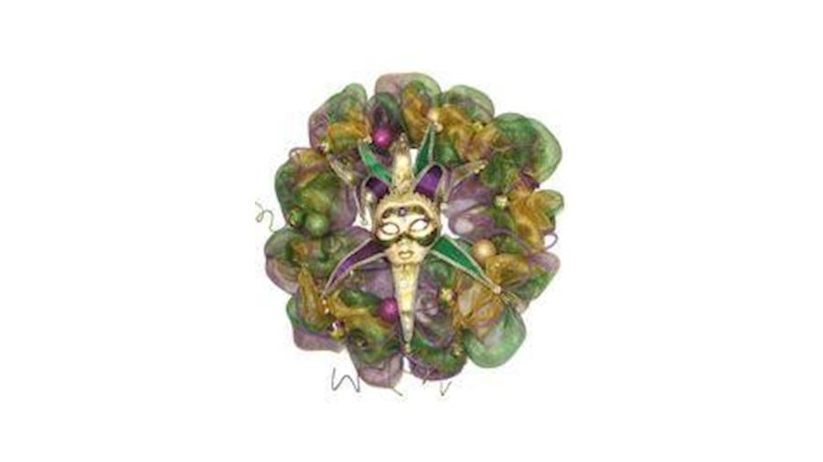 36in Mardi Gras Decorative Mesh Ribbon Wreath