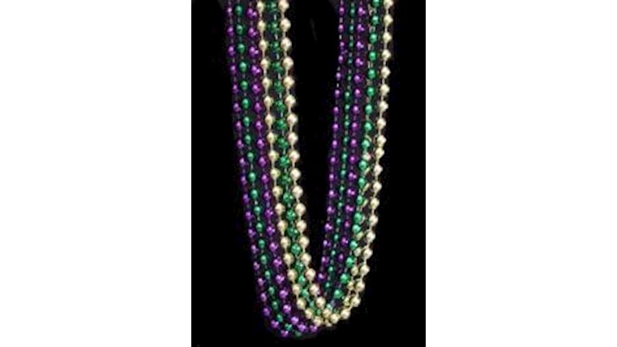 48in 12mm Round Metallic Purple/ Green/ Gold Beads