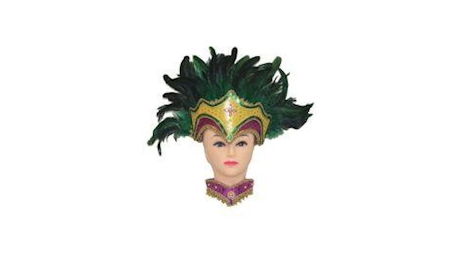 8in Tall x 11in Wide Mardi Gras Feather Headpiece 