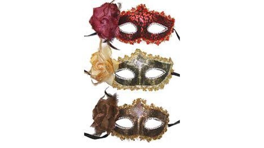 7in Wide x 4in Tall Assorted Colors Venetian Masks