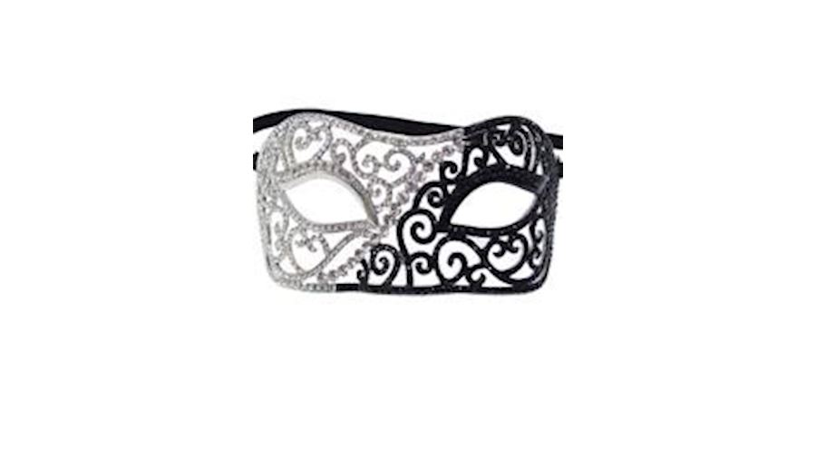 Black and White Rhinestone Eye Masquerade Mask