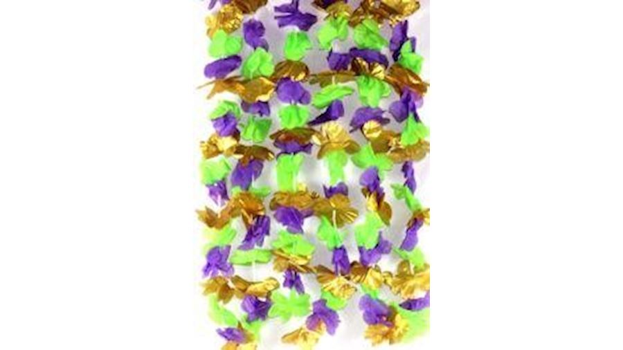 36in Mardi Gras Flower Lei {mardi gras beads}-EA