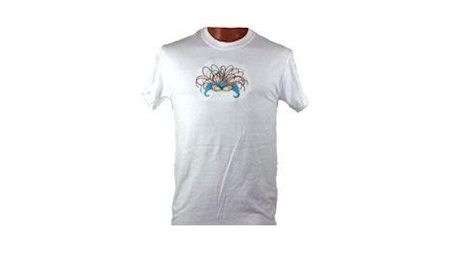 Short Sleeve T-Shirt w/ Mask Design Embroidery Lar