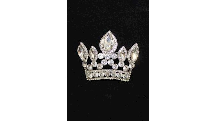 2 1/2in Wide x 2in Tall Rhinestone Silver Crown Br