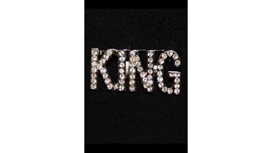 1 1/4in Long x 1/3in Tall Rhinestone King Brooch/ 