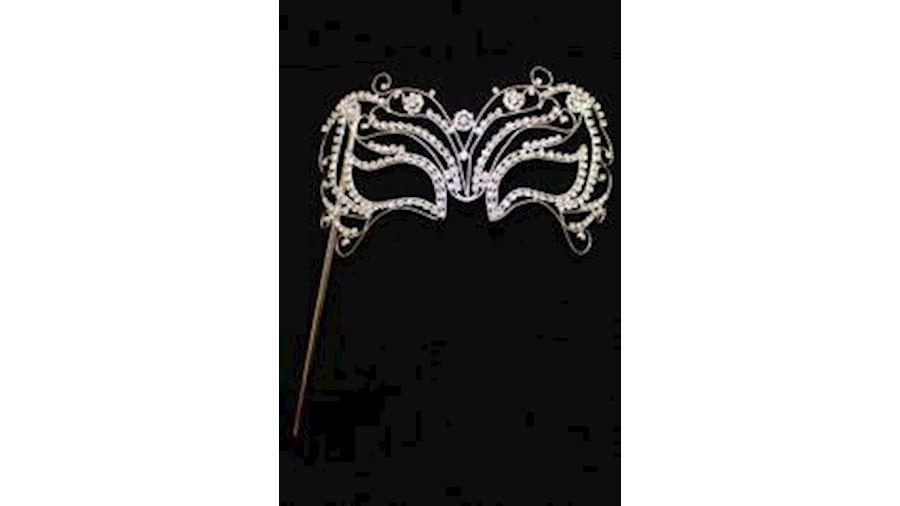 8in Wide x 3in Tall Rhinestone Silver Eye Masquera