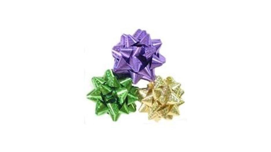 4in Purple/ Green/ Gold Laser Print Bows