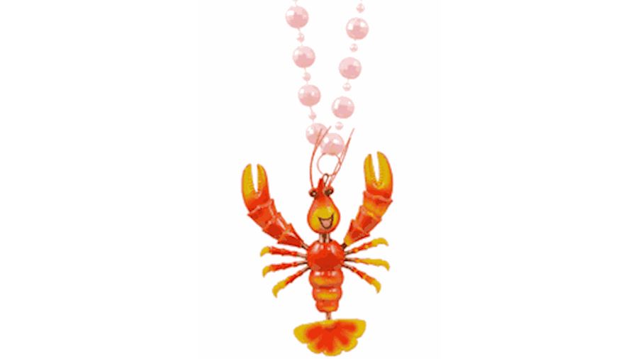 Bobble Beads: Comical Crawfish with Pink Disco Bal