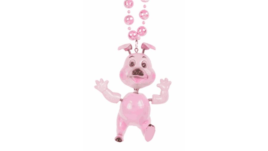 Bobble Beads: Pig<br>Pink Disco Ball Bead {dancing