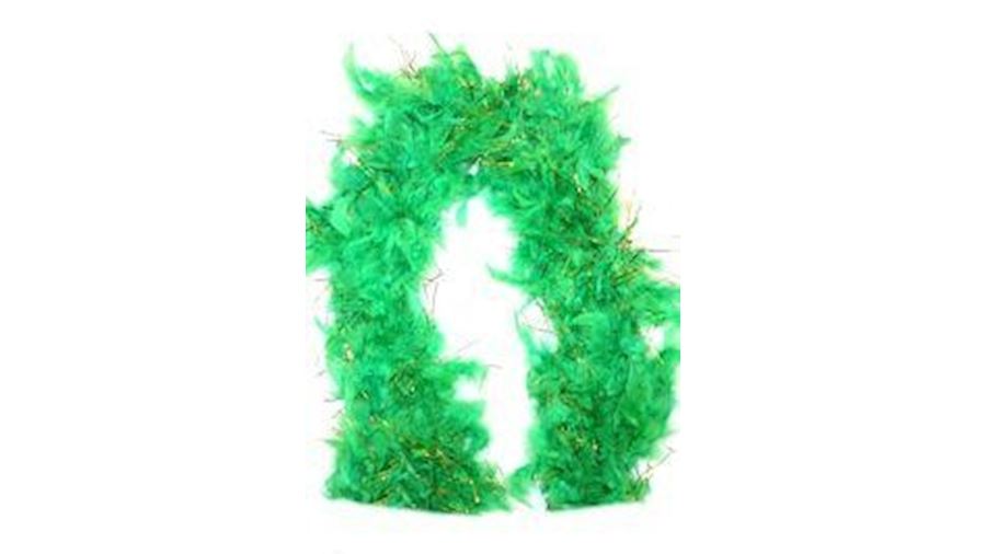 7-8in Green Boa Feather w/ Gold Tinsel