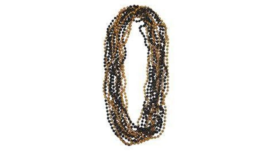 7mm 33in Black and Metallic Gold Beads {saints}{th