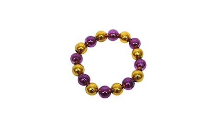 12mm Round Gold/ Purple Bracelet{LSU,football}-BG