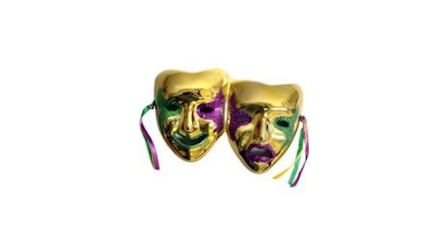 7.5in x 5in Comedy/ Tragedy Ceramic Glitter Mask