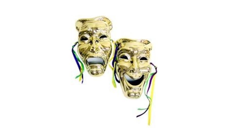 7in x 4in  Comedy/ Tragedy Gold Mask