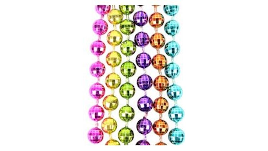 7mm 33in Metallic Neon 6-Color Mardi Gras Beads {d