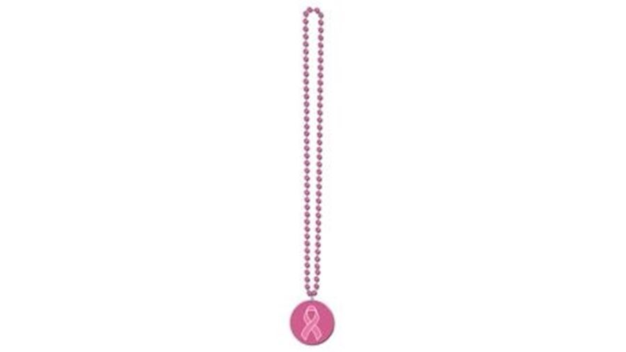 Printed Pink Ribbon Medallion Necklace {cancer}-EA