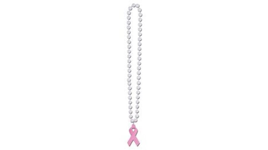 Pink Ribbon and Pearl Necklace {breast cancer}-EA