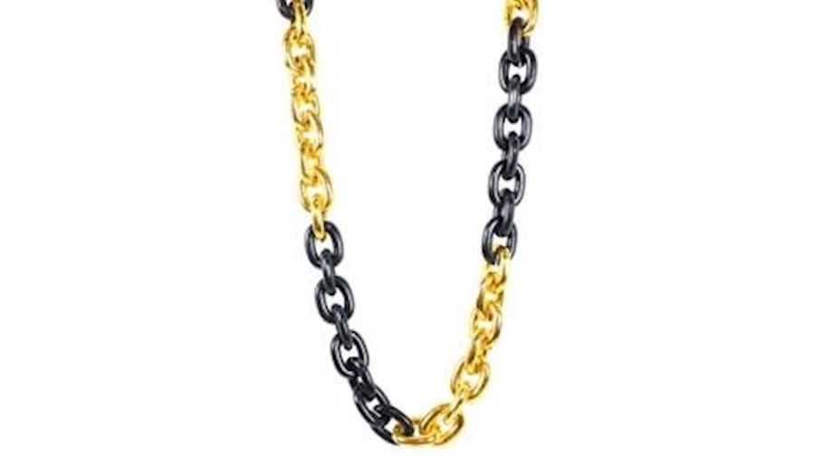 Black and Gold Large Link Necklace-CS