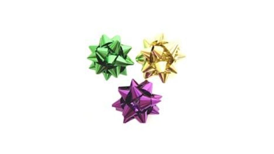 2in Purple/ Green/ Gold Metallic Bows