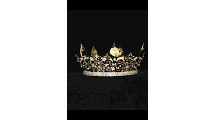 4 1/2in Tall x 7.75in Wide Gold Rhinestone Crown