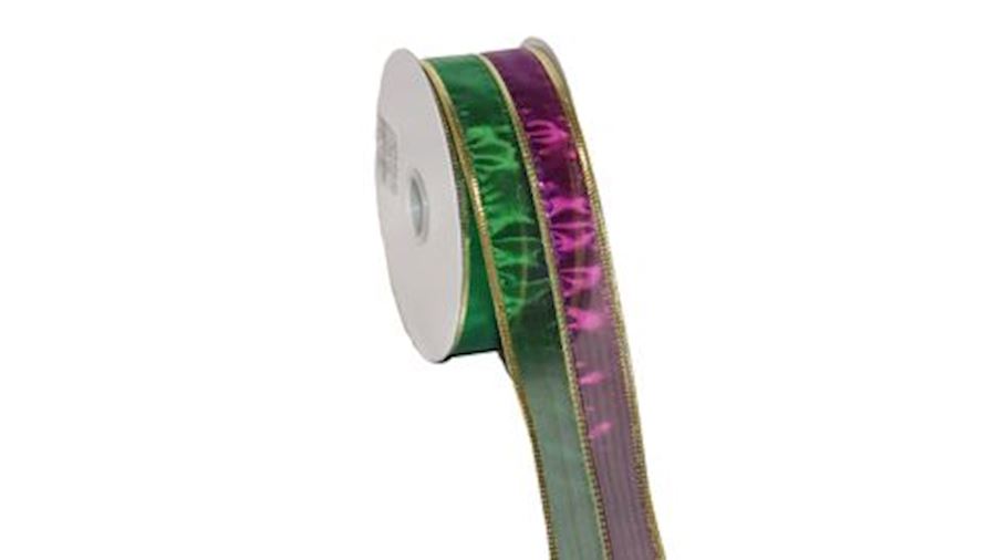 1.5in x 30ft Metallic Stripe Mardi Gras Ribbon {me