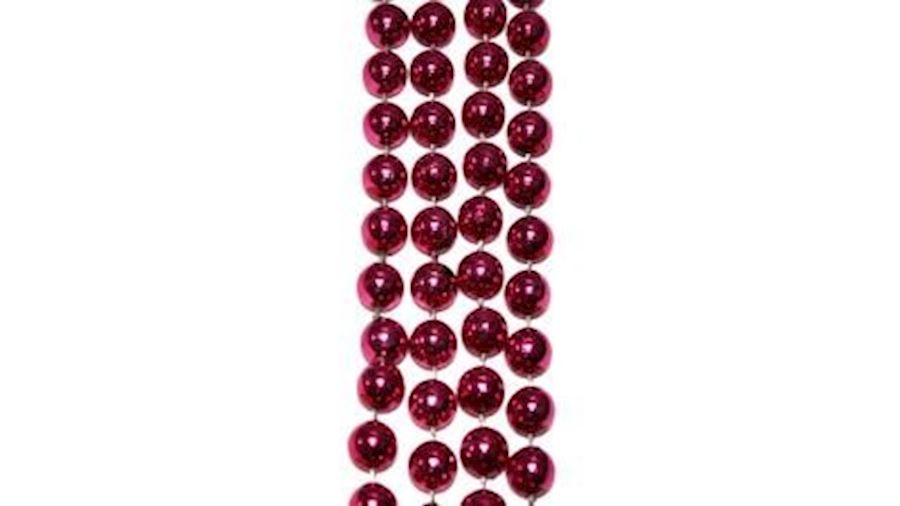 12mm 48in Round Metallic Hot Pink Beads{throw}-BG