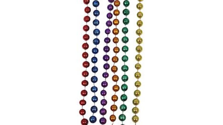 7mm 33in Round Rainbow Metallic Color Mardi Gras B