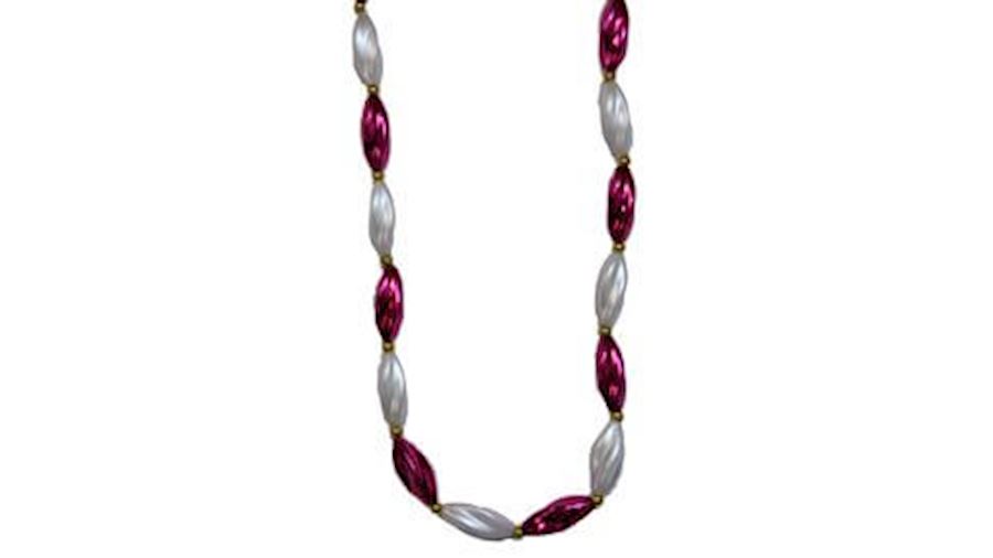 38in Metallic Hot Pink/ White Pearl Swirl Necklace