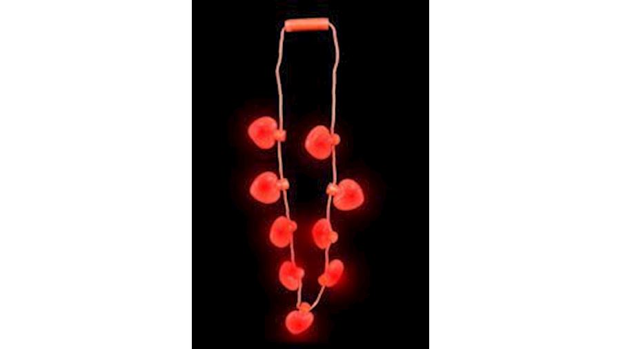 19in Long Large LED Red Heart Charm Necklace-EA