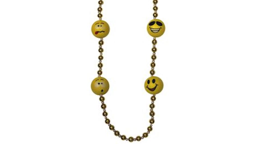 40in 12mm Smiley Faces Mardi Gras Necklace-EA