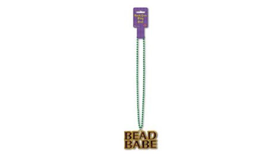 36in Long Mardi Gras Bead w/ Bead Babe Medallion-E