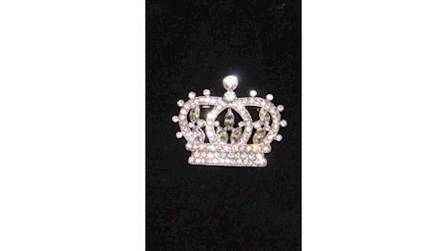 Rhinestone Silver Crown Pin