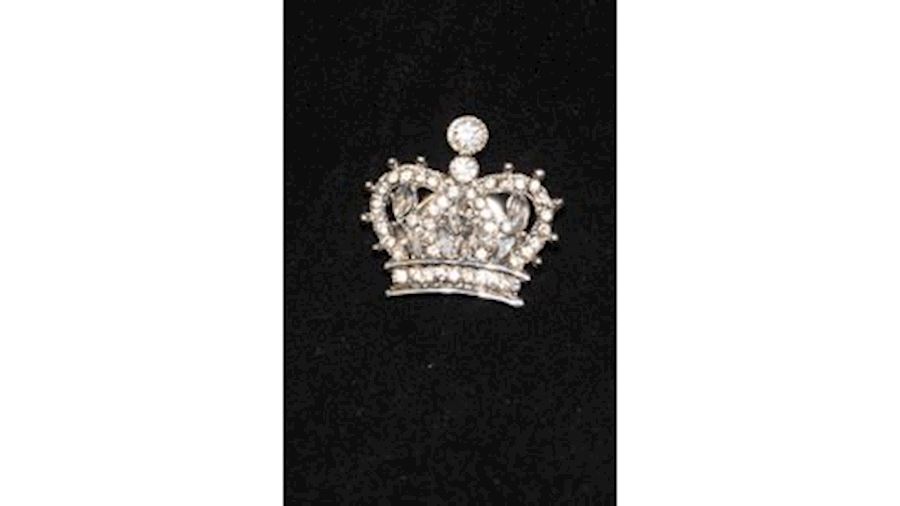 Rhinestone Silver Crown Pin w/ Magnet