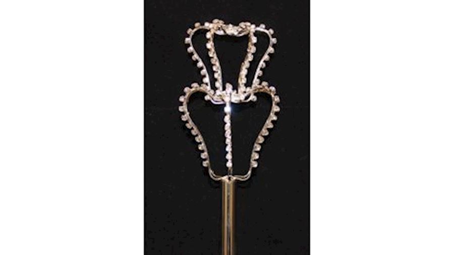 21in Long Rhinestone Silver Double Crown Scepter