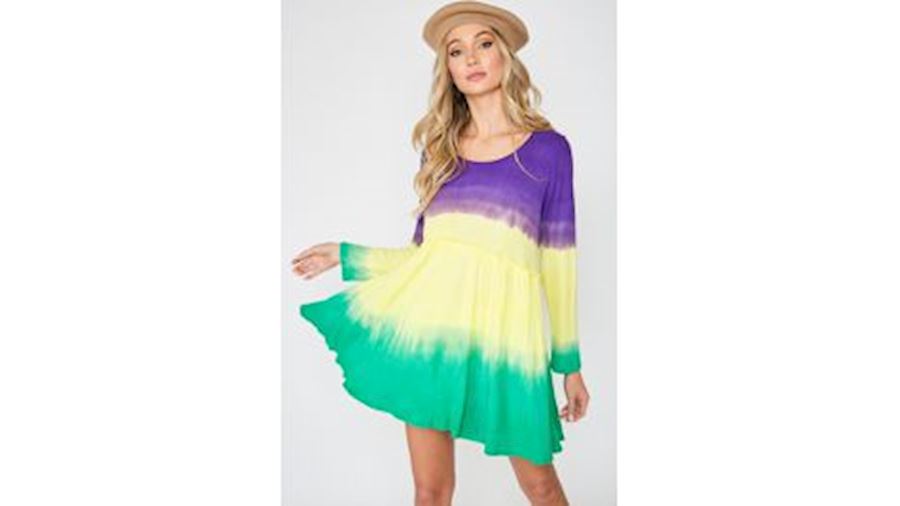 Mardi Gras Tie Dye Knit Dress/ Tunic/ Top Size Sma