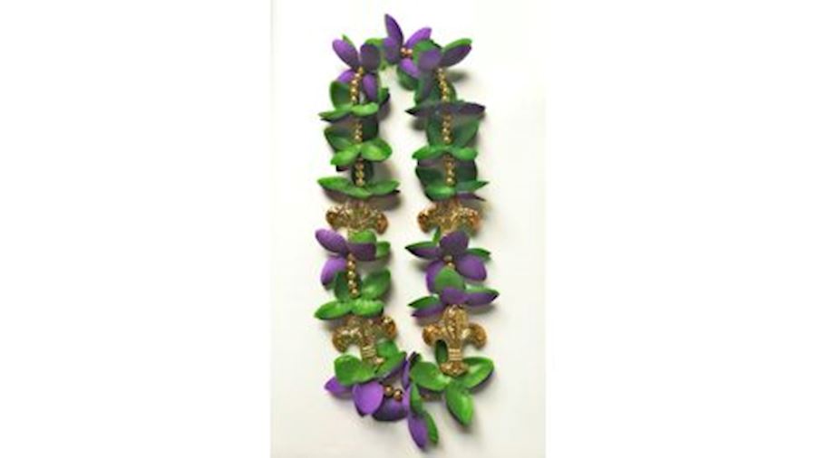 42in Mardi Gras Necklace with Fleur-de-Lis Medalli